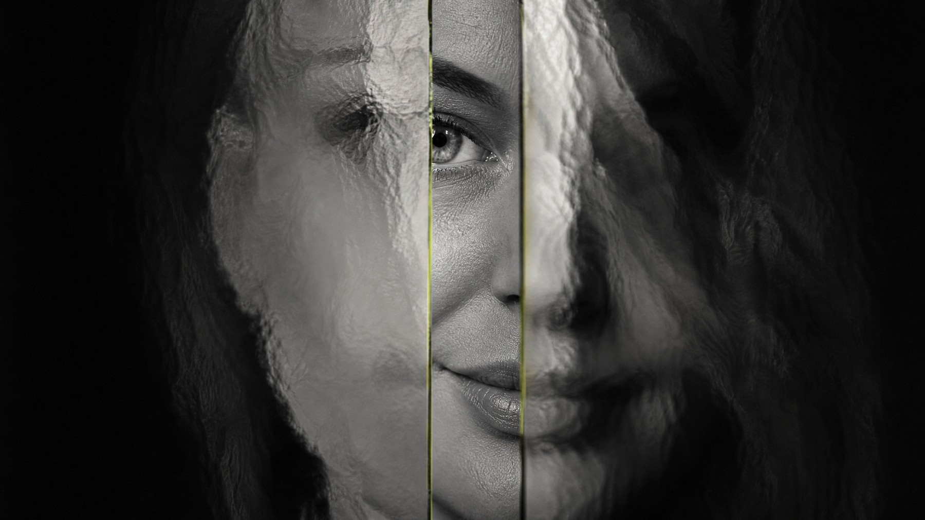 A conceptual split portrait of a woman seen through layered panels, illustrating the difference between understanding a customer and trying to persuade them.